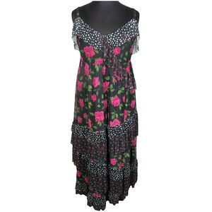 Torrid Betsey Johnson Floral Ruffle Tiered Sleeveless Flowy Maxi Dress Plus 1X
